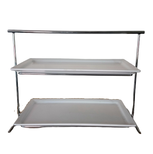 Etagere rvs frame 30x21cm 44cm hoog (3 borden)