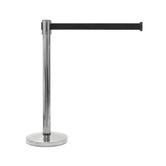 Afzetpaal chroom met zwart treklint