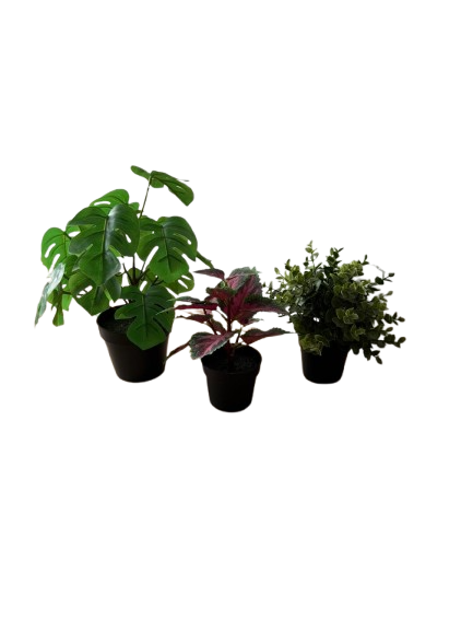 Kleine kunst planten (hangend en gewoon staand) set van 3 stuks