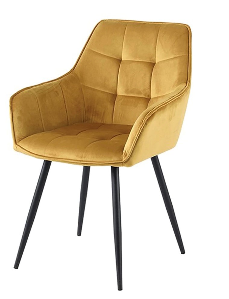 Luxe kuipstoel velvet okergeel