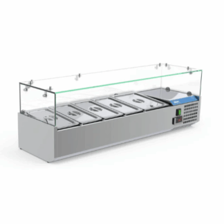RVS Opzetvitrine / Saladebar (4x 1/3 bak & 1x 1/2 bak)