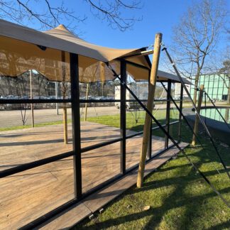 Vaste wand plexiglas 1 meter (aluhal en stretchtent)